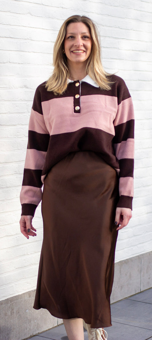 Happy Stripes Polo – Pink