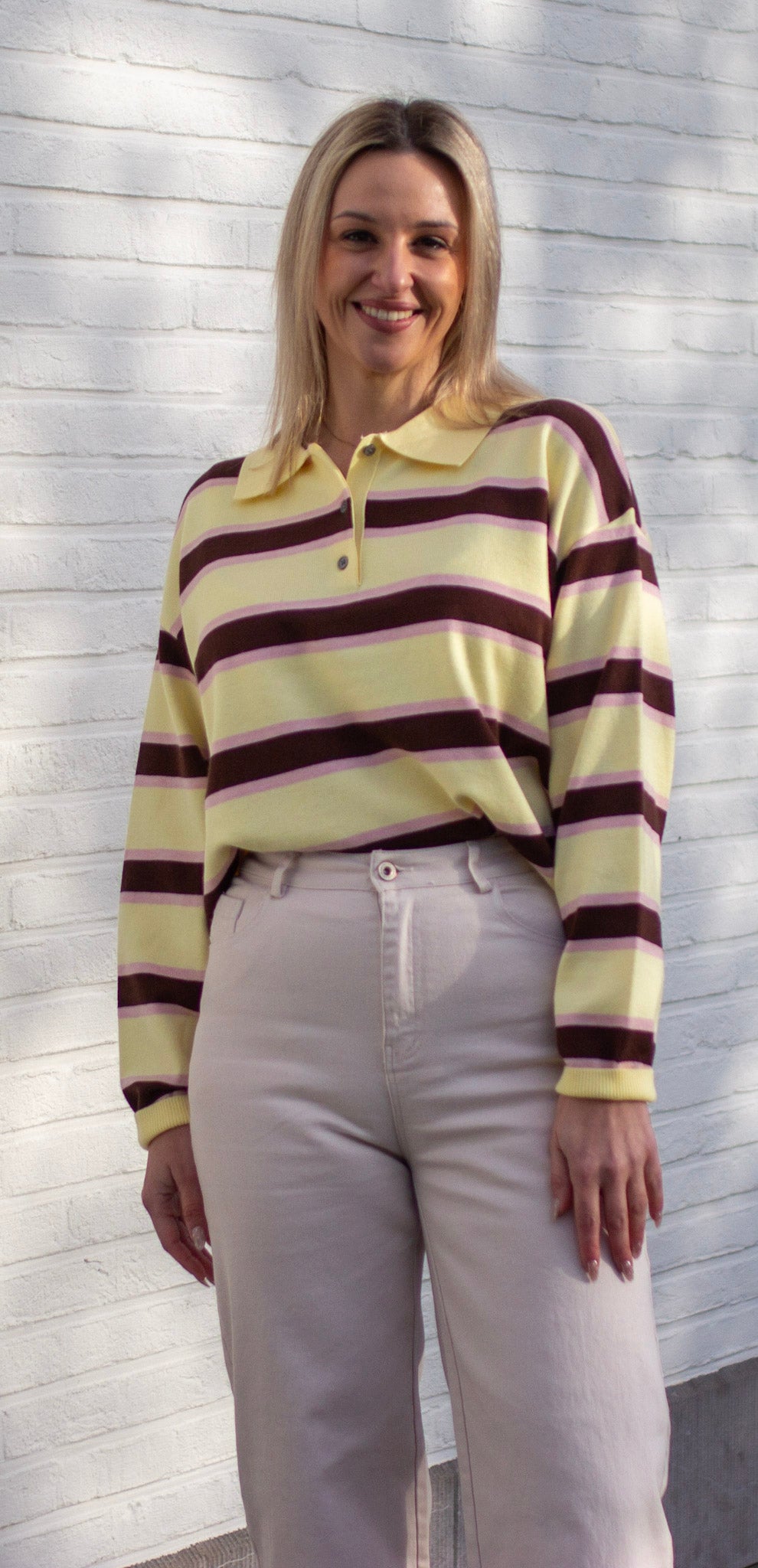 Sunny Stripes Polo – Pink