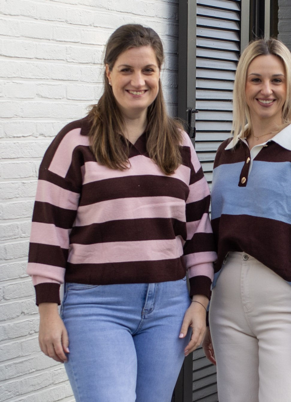 Brose Polo Knit – Brown & Pink