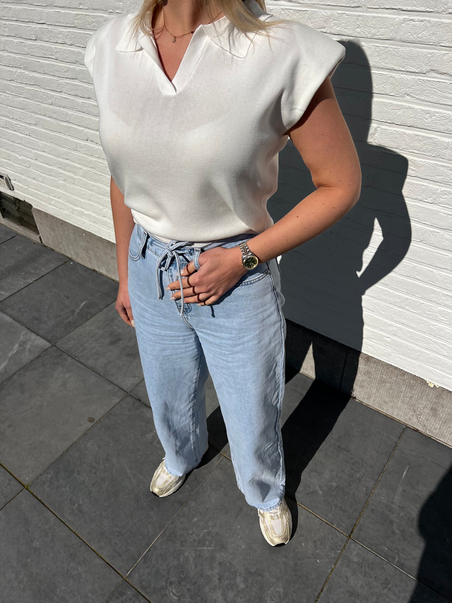 Epaulette Polo knit - White